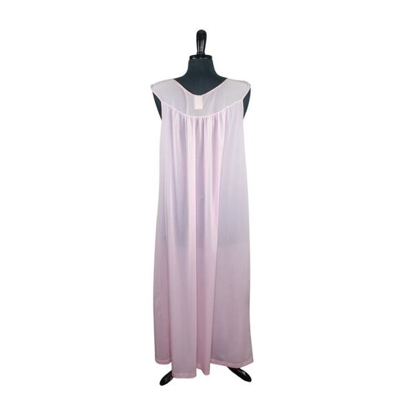 Vintage Philmaid Long Pastel Pink Nightgown Embroidered Ruffle Lace M - Picture 3 of 4